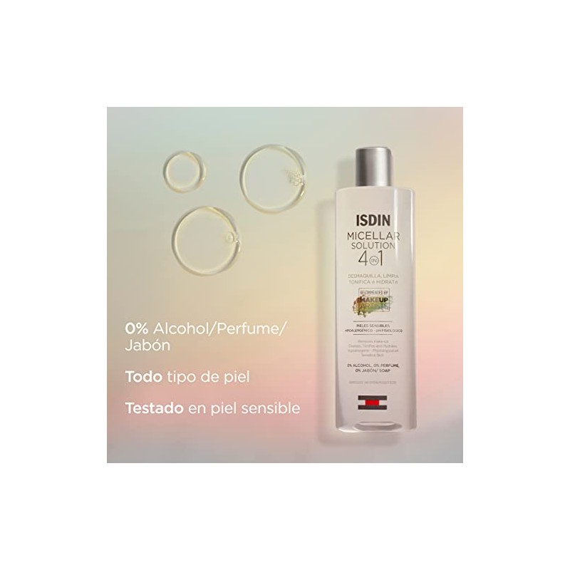 ISDIN Micellar Solution 4 en 1 Agua Micelar: Limpia, Desmaquilla,