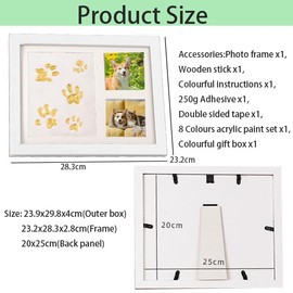 ALICEEDG Paw Print Set Cat, Wooden Picture Frame, 3D Plaster Cast Set, Paw Print Set, Dog Gifts for Cat or Dog Owners, Gifts for Home Decoration, Unforgettable, Dogs
