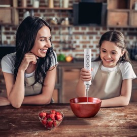 FoodVille MF09 3 in 1 Rechargeable Milk Frother Handheld Foam Maker with Charging Stand & 3 Stainless Steel Whisks (White without Case)