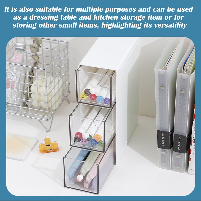 PRITOK Tea Box with 3 Drawers: Plastic Tea Bag Boxes,