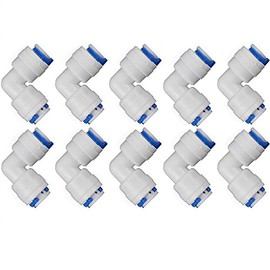 Lemoy 1/4 inch Tube to 1/4 inch Tube push fit elbow quick connect for RO water system Set Of 10