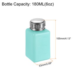 HARFINGTON 2PCS 180ML(6oz) Push Down Alcohol Dispenser Pump Liquid Press Empty Bottles Refillable Container for Cleanser Nail Polish Remover, Green