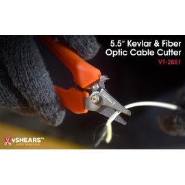 VAMPLIERS 5.5" Wire & Kevlar Fiber Optic Cutter, Kevlar Shears Specially Designed for Cutting Kelvar Materials & Aramid Yarn Found in Fiber Optic Cables. High Carbon Alloy Steel Cable Cutters.