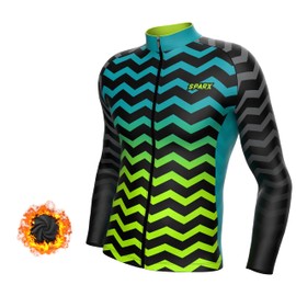 Sparx Men Winter Cycling Jerseys Bike Bicycle Long Sleeve Thermal Fleece Cold Weather Jacket (Zigzag, M)