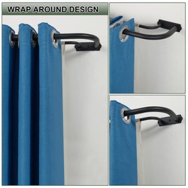 Double Curtain Rods Matte Black, Double Curtain Rod for Window 28-48 Inches, Room Darkening Curtain Rods, 1-Inch Diameter Front and 5/8 Inch Back Double Drapery Rod Wrap Around Design