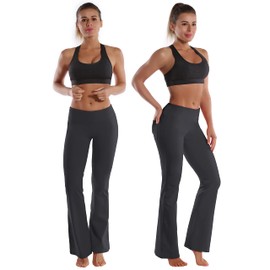 BUBBLELIME 29"/31"/33"/35" 4 Styles Women's Bootcut Yoga Pants Tummy Control - Back Pockets_Shadowcharcoal XL_33" Inseam