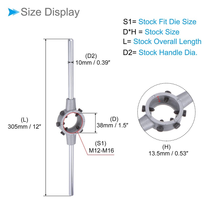 CoCud Die Stock Handle Set, M12 x 1.5 Thread Die