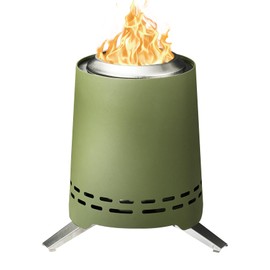 Onlyfire Low Smoke Mini Table Fireplace, Portable Table Fire with Carry Bag, Fireplace Decoration for Garden, Patio, Balcony, for Pellets and Wood, with Stand, Stainless Steel, Green