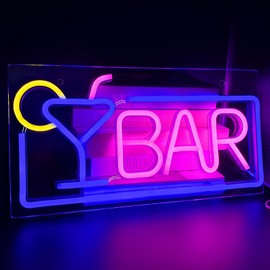 Hudyogy Bar Neon Sign for Wall Decor Led Neon Bar Sign Lights Business Dimmable Colored Neon Light Sign USB Powered Light Up Neon Bar Sign Pub Party Club Home,Light Up Neon Wall Signs for Bedroom