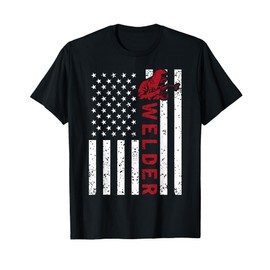 American Flag Welder Welding Vintage Metal Worker Cool Gifts T-Shirt