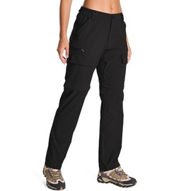 Womens Hiking Pants Convertible Quick Dry Stretch Lightweight Zip Off Outdoor Safari Pants with Cargo Pockets,2195,Black,12