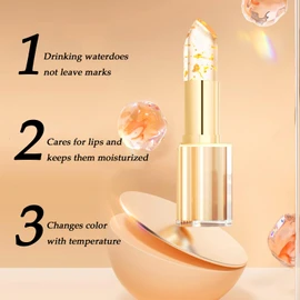 Transferproof Colour Changing Lipstick, Long Lasting 24H Lipstick, Moisturizing Glossy Tinted Lip Gloss with Gold Foil, Temperature Reactive Lipstick for Women, Non-Sticky, Kiss-Proof