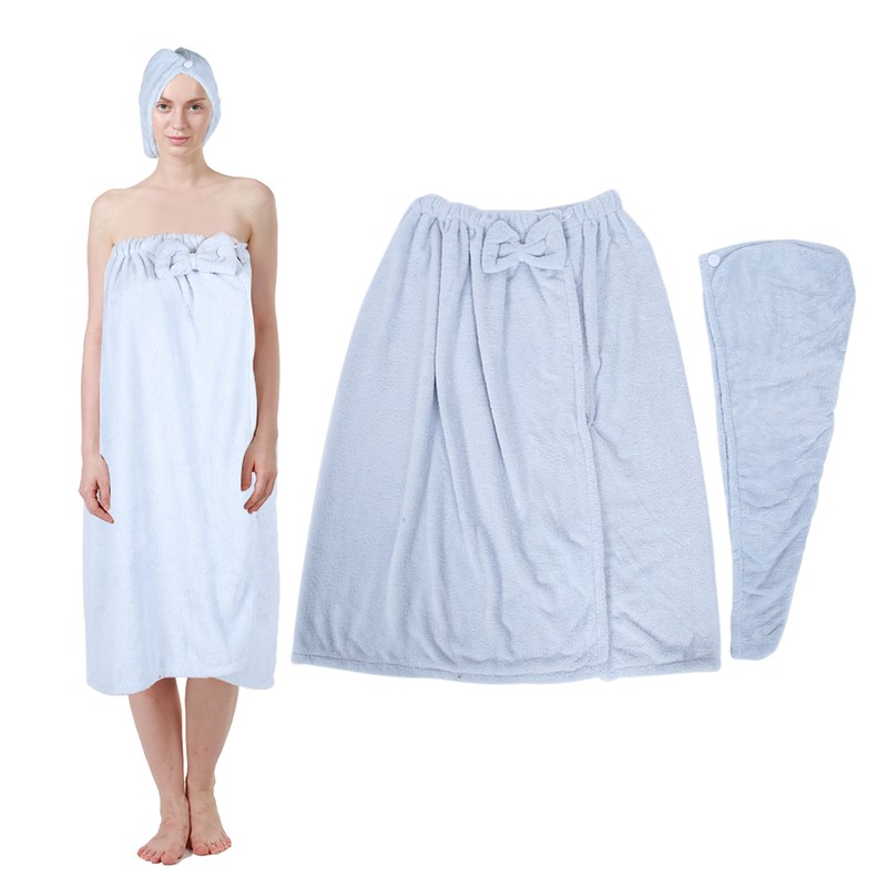 Bath Towel Wrap Coral Fleece Spa Women Adjustable Shower Wrap