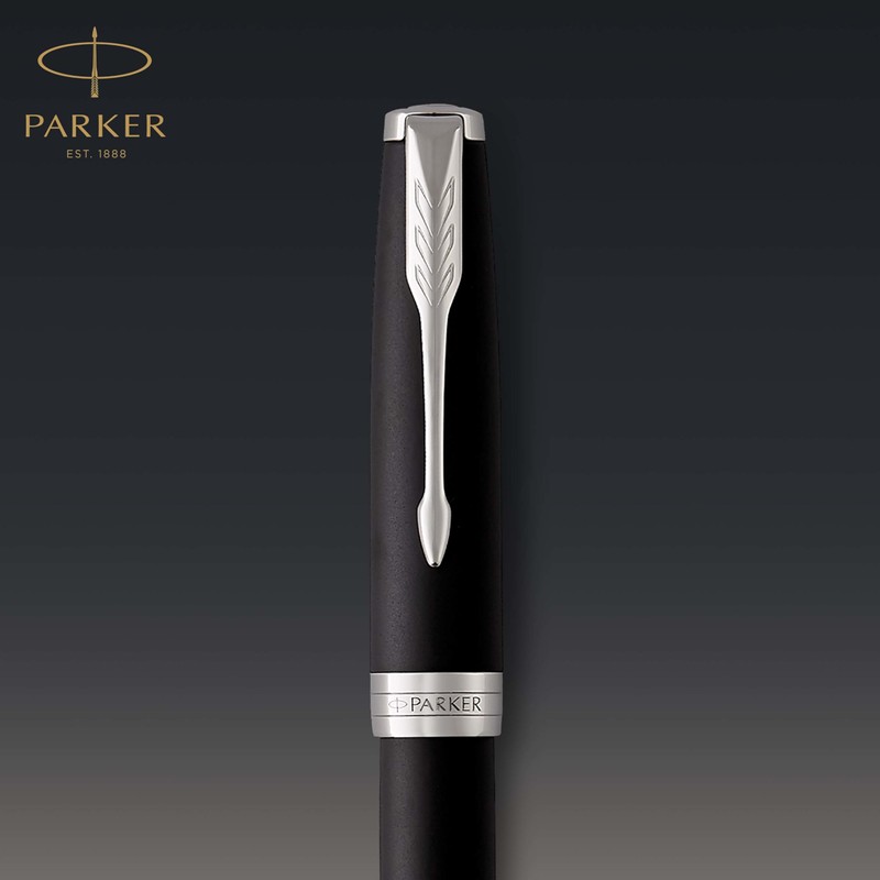 Parker Sonnet Tintenroller | Matt-Schwarze Lackierung mit Palladiumzierteilen | feine