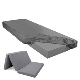 Breling Fitted Sheet (Sheet Only) Compatible with Milliard Trifold Mattress Folding Mattress Fitted Microfiber Bedsheet for Camp Bunk Rvs Bed(Dark Gray,Single,4'')