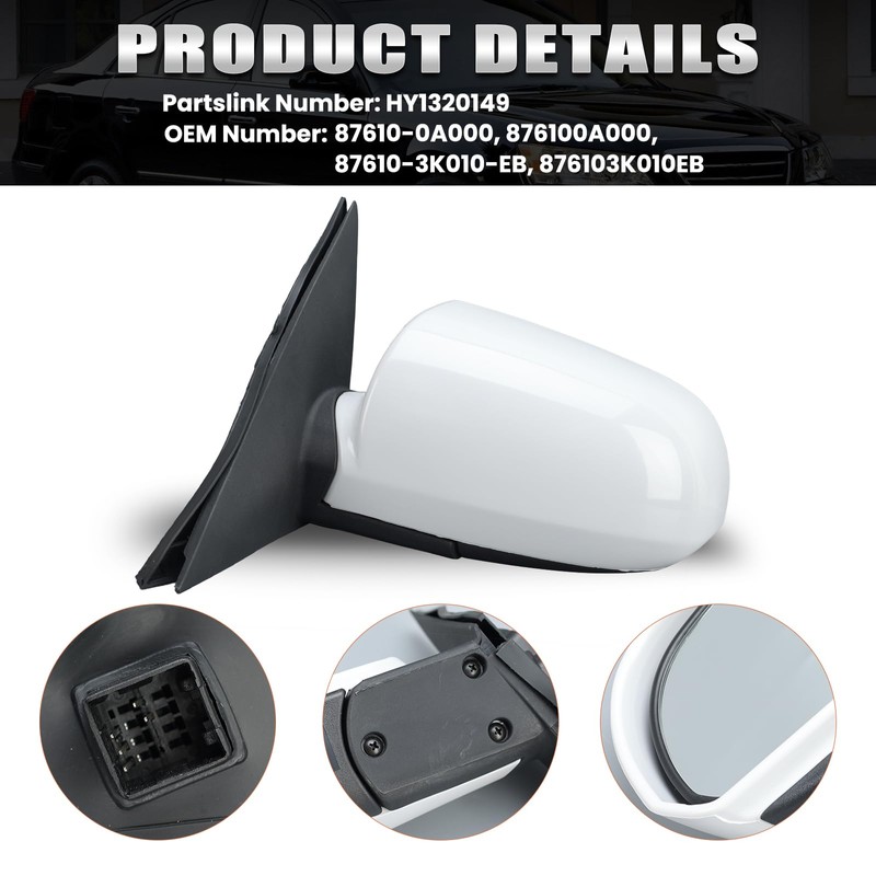 Left Driver Side Mirror Compatible with Hyundai Sonata 2006 2007