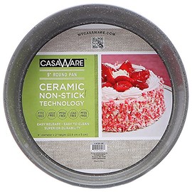 casaWare Ceramic Coated NonStick 9-Inch Round Pan, Silver Granite