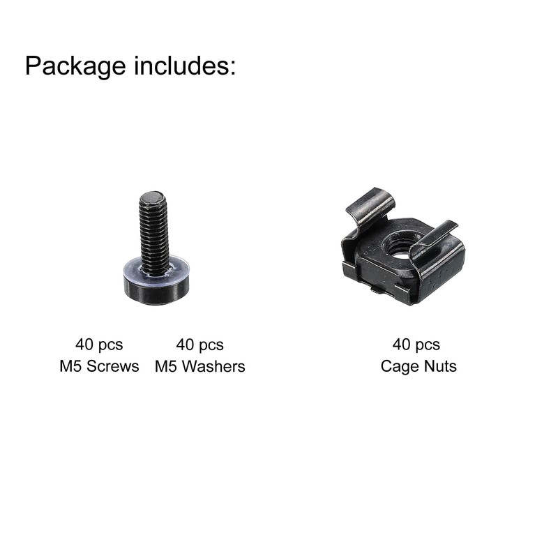 PATIKIL Rack Mount Cage Nuts M5x14mm Mounting Screws Iron Zinc