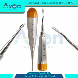 Avon Surgical 2pcs Set - Bernard Dental Elevator #60 & #77R, Straight & Offset - Stainless