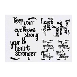 4 x 'Strong Eyebrows' Temporary Tattoos - Water Resistant, Skin-Safe, Non-Toxic Transfers, Mixed Sizes (TO00009745)