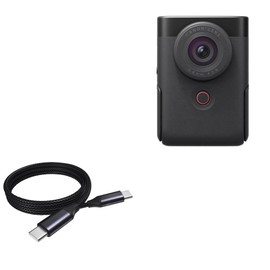 BoxWave Cable Compatible with Canon PowerShot V10 Vlog Camera - DirectSync PD Cable (3ft) - USB-C to USB-C (100W), Type C Braided Charge and Fast Sync - Jet Black
