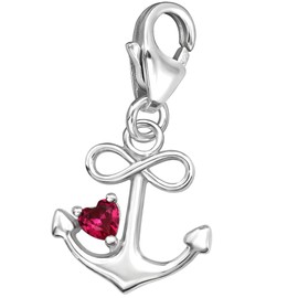 FANTASTIC NAILS COSMETIC COLLECTIONS 925 Sterling Silver Pink Heart Anchor Infinity Charm P74, Sterling Silver, Cubic Zirconia