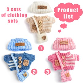iBayda Total 3 Sets Knit Doll Clothes Accessories for 17cm Dolls Include: 3 Hats, 3 Sweaters, 3 Bags- Soft & Stylish Costume Accessories (Doll and Glasses are Not Icluded)