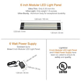Lightkiwi K4224 6 Inch Cool White Modular LED Under Cabinet Lighting - Premium Kit (3 Panels)