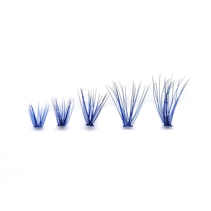 Colored Blue Lash Clusters, 3D Volume 20D Curl C, Thickness