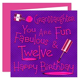 Granddaughter 12th Happy Birthday Granddaughter Card - Naughty Nails Design - 12 Today