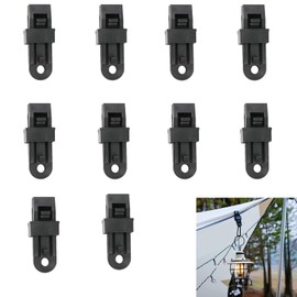 10Pcs Adjustable Heavy Duty Lock Grip for Tarp & Shade Cloth, Tarp Clips, Windproof Shade Cloth Plastic Clips,Reusable Tarp Clamps Awning Tarp Clamps for Canopy Outdoor Camping (Black)