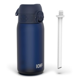 ION8 Kids Water Bottles With Straw, BPA Free, Leakproof, Dishwasher Safe, Small Boys, Girls & Toddler Water Bottle,Kids Drinks Bottle for School Lunch Box, Navy, 350ml/12oz