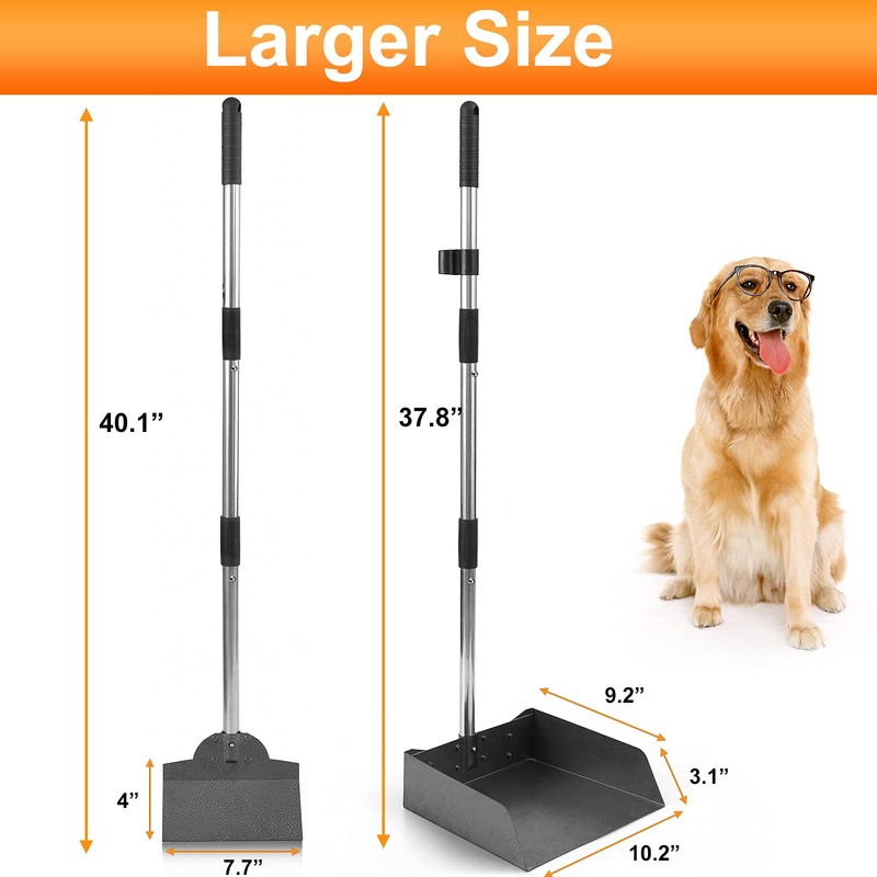 LUFFWELL Dog Pooper Scooper for Large Dogs, Metal Aluminum Tray