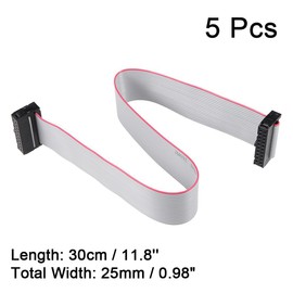 TA-VIGOR 20 Pins IDC Flat Ribbon Cable, 30cm 2.54mm Pitch, Female Connector, 300V High Voltage 5pcs
