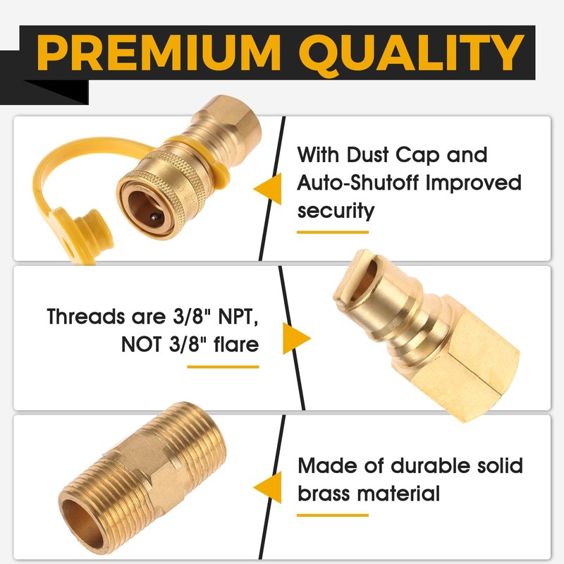 3/8 Inch Natural Gas Quick Connect Fittings Kit, LP Propane