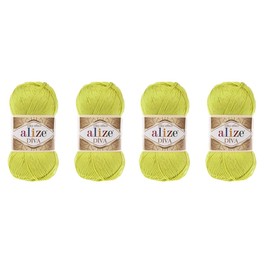 Hand Knitting Yarn 100% Microfiber Acrylic Yarn Alize Diva Silk Effect Thread Crochet Art Lace Craft Lot of 4 skeins 400gr 1532yds (109)