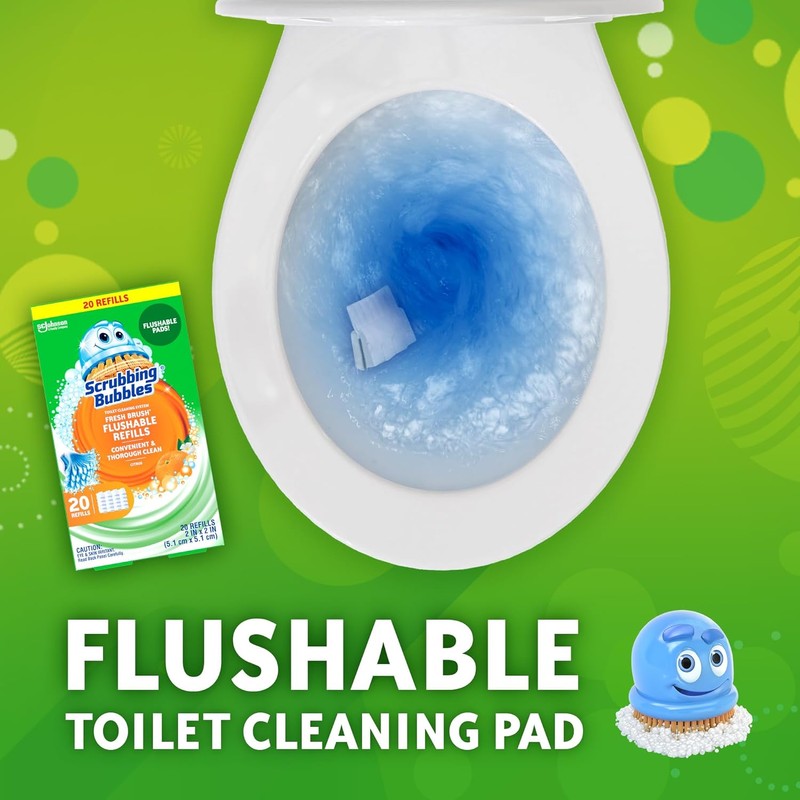 Scrubbing Bubbles Flushable Toilet Bowl Wand Cleaner Refills, Fresh Brush