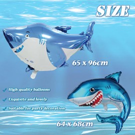 SUNSK 6 Pack Blue Aluminium Shark Balloons, Ocean Theme Party Decoration for Children, Self Sealing, Unisex-Kids, Birthday