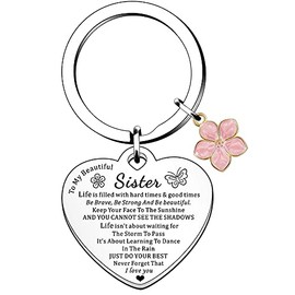 HULALA Inspirational Sister Keyring Gifts From Sister For Birthday Christmas To My Beautiful Sister I Love You Keychain