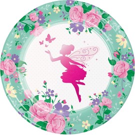 Creative Converting Floral Fairy Sparkle Pink Pixie Girl Kids Birthday Party 9" Paper Dinner Plates