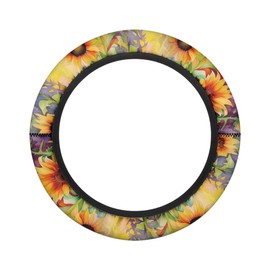 Knextrepoy Sunflower Golf Cart Steering Wheel Cover Vintage 13 Inch Steering Wheel Covers Sun Shade Cover Comfortable Vehicle Accessories Decor