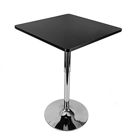 Bar Dining Table - Rotary Square Pub Table Height Adjustable 360 Degree Swivel Kitchen Restaurant Tables w/Black Top