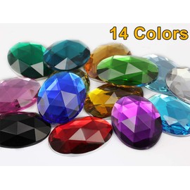 40x30mm Red Ruby H103 Large Flat Back Oval Acrylic Rhinestones Cosplay Costume Gems Plastic Jewels Embelishments DIY Crafts Gemstones - 4 Pieces