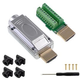 Ganasome HDMI Solderless Signals Terminal Breakout Board Connector with Metal Cover (Silver)