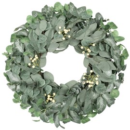 26" Eucalyptus Welcome Sign for Front Door Wreath Artgar Large Outdoor Wreaths for Windows Fireplace Home Wall Farmhouse Porch Decor,White Berries,Spring Summer All Seasons Green