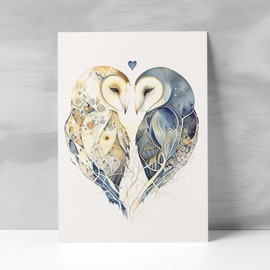Postcard Prints - Anniversary Card For Husband Card for Him Anniversary Card For Wife Owl Anniversary Card For Couple Engagement Card For Couple Wedding Card