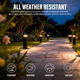 VENUS MANUFACTURING 3W LED Low Voltage Outdoor Landscape Lighting 200 Lumen Warm White (3000K) Bollard Pathway Lights for Walkway, Driveway & Sideway - Black Metal with Connector 6 Pack