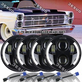JESUO 4PCS 5.75" Round LED Headlights Hi/Low for Mercury Cougar 1967-76 Monterey Comet