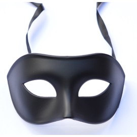 FHS Men's Mask Black Matt Classic Style Venetian Mask, Masquerade, Burlesque Ball Party