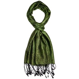 Lorenzo Cana - Men's Silk Scarf 100% Silk Jacquard Woven Harmonious Colours with Fringes 35 x 160 cm Paisley Pattern Silk Scarf 7841211, Green